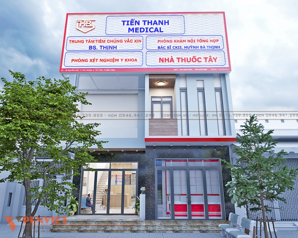 Hình ảnh mặt tiền dự án thiết kế sảnh chờ trung tâm tiêm chủng Vacxin Bs.Thịnh